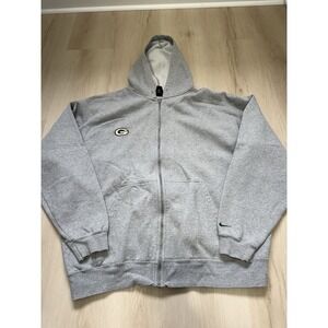 Vintage Nike NFL Gray Full Zip Hoodie Sweatshirt Green Bay Packers Men's 2XL